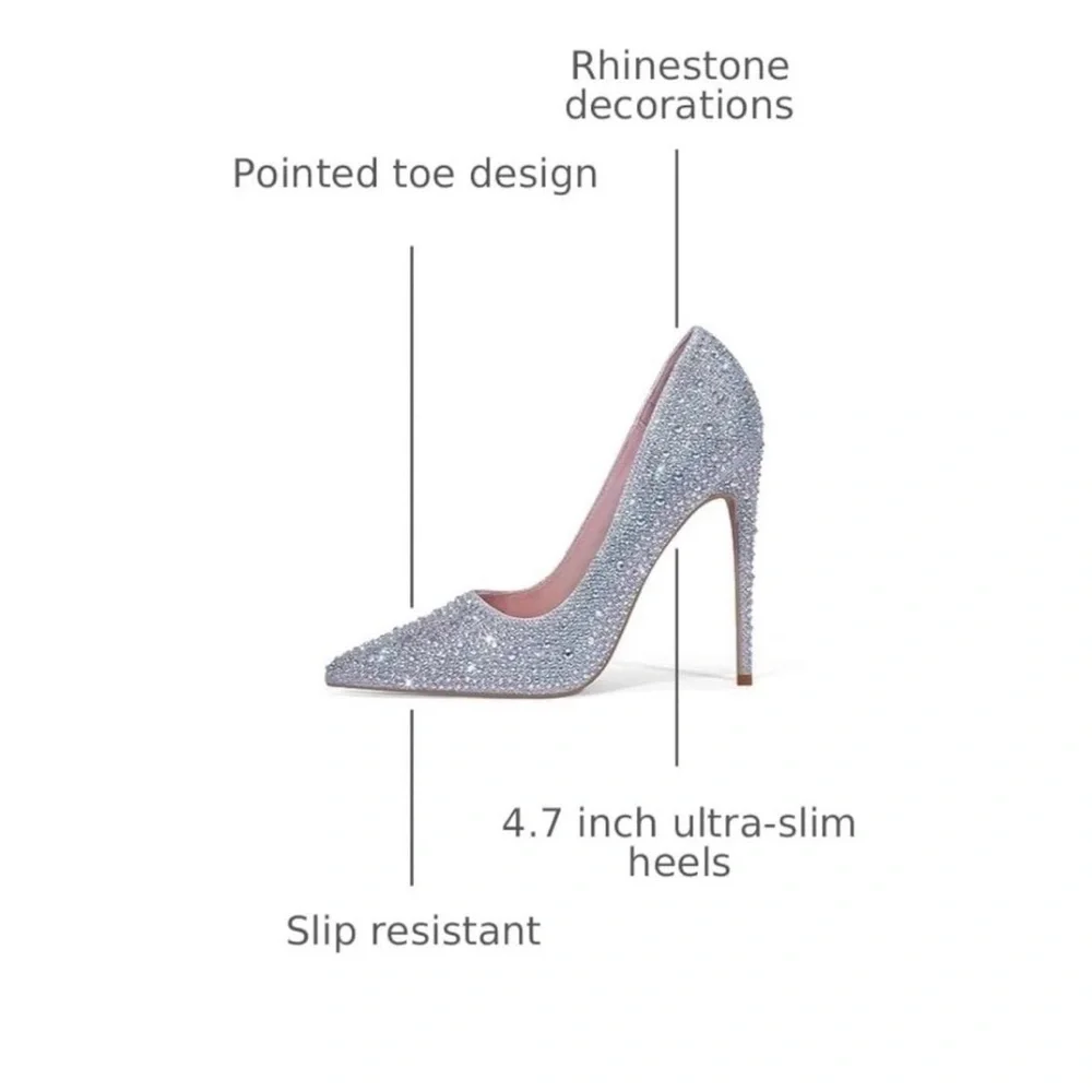 Sparkling Silver Rhinestone Heels - Picture 3 of 11
